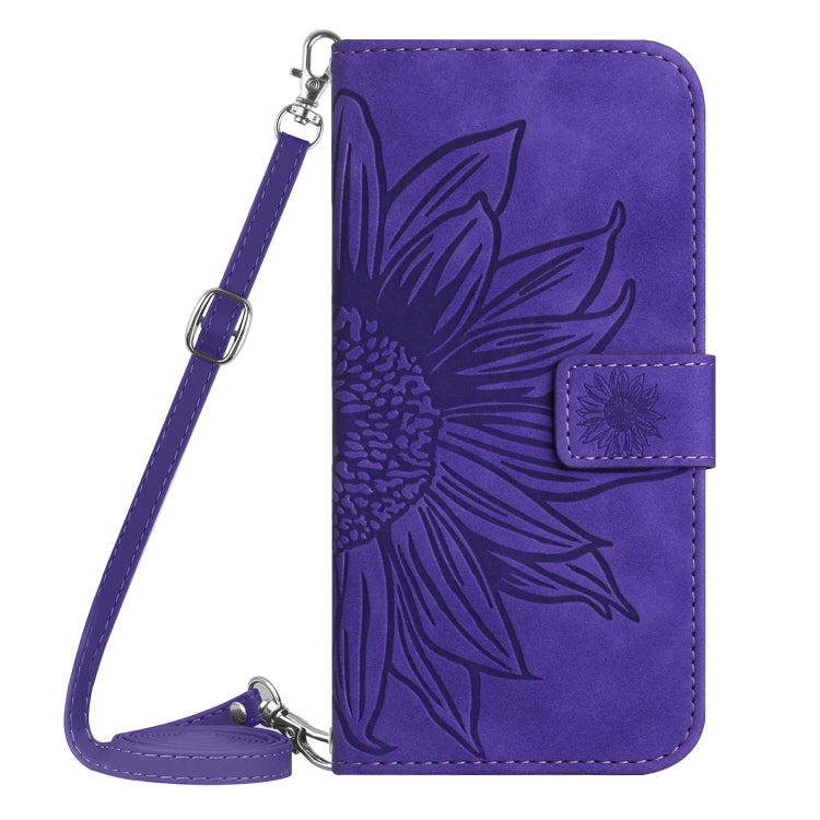Skin Feel Sun Flower Embossed Flip Leather Phone Case with Lanyard – Lanyard, Card Slot, Flip, For Huawei P60 Pro