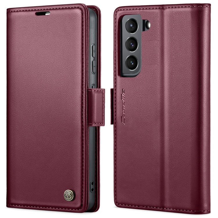 CaseMe 023 Butterfly Buckle Litchi Texture RFID Anti-theft Leather Phone Case – Card Slot, Leather, TPU, For Samsung Galaxy S21+ 5G, For Samsung Galaxy S21 Ultra 5G, For Samsung Galaxy Note20 Ultra, For Samsung Galaxy S20 Ultra For Samsung Galaxy S21+ 5G Wine Red