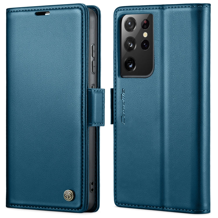 CaseMe 023 Butterfly Buckle Litchi Texture RFID Anti-theft Leather Phone Case – Card Slot, Leather, TPU, For Samsung Galaxy S21+ 5G, For Samsung Galaxy S21 Ultra 5G, For Samsung Galaxy Note20 Ultra, For Samsung Galaxy S20 Ultra For Samsung Galaxy S21 Ultra 5G Blue
