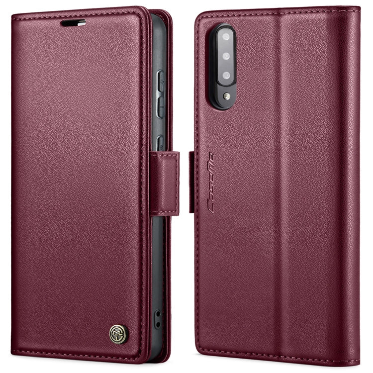 CaseMe 023 Butterfly Buckle Litchi Texture RFID Anti-theft Leather Phone Case – Card Slot, Leather, TPU, For Samsung Galaxy A70/A70s, For Samsung Galaxy A20/A30/M10s, For Samsung Galaxy A30s / A50s / A50, For Samsung Galaxy Note10+ For Samsung Galaxy A70 A70s Wine Red