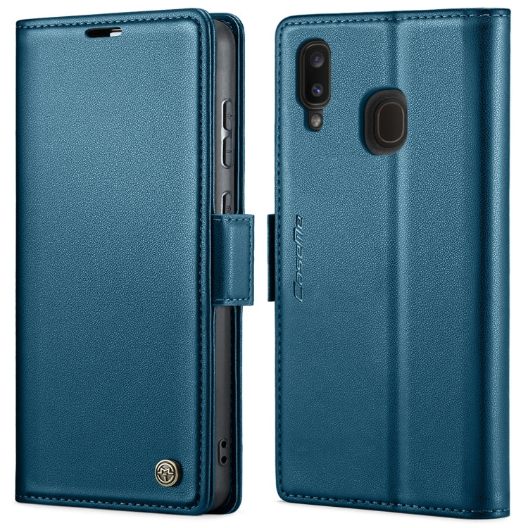 CaseMe 023 Butterfly Buckle Litchi Texture RFID Anti-theft Leather Phone Case – Card Slot, Leather, TPU, For Samsung Galaxy A70/A70s, For Samsung Galaxy A20/A30/M10s, For Samsung Galaxy A30s / A50s / A50, For Samsung Galaxy Note10+ For Samsung Galaxy A20 A30 M10s Blue