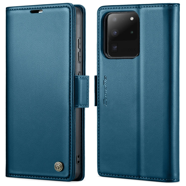 CaseMe 023 Butterfly Buckle Litchi Texture RFID Anti-theft Leather Phone Case – Card Slot, Leather, TPU, For Samsung Galaxy S21+ 5G, For Samsung Galaxy S21 Ultra 5G, For Samsung Galaxy Note20 Ultra, For Samsung Galaxy S20 Ultra For Samsung Galaxy S20 Ultra Blue