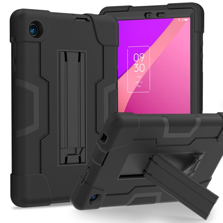 Contrast Color Silicone Hybrid PC Tablet Case with Holder – Durable Build, Easy to Use, For TCL Tab 8 LE / WiFi For TCL Tab 8 LE WiFi Black