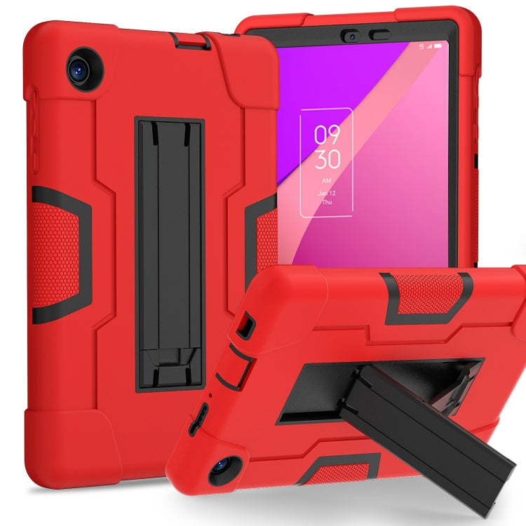 Contrast Color Silicone Hybrid PC Tablet Case with Holder – Durable Build, Easy to Use, For TCL Tab 8 LE / WiFi For TCL Tab 8 LE WiFi Red Black