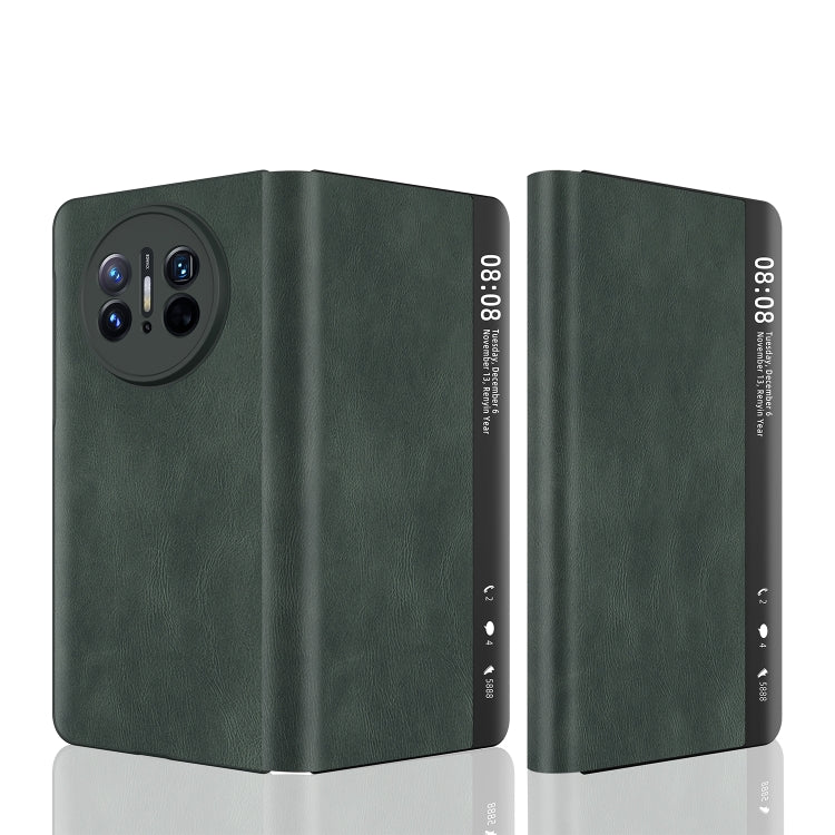 Retro Magnetic Side Window View Leather Smart Phone Case – Magnetic, Leather, For Huawei Mate X3