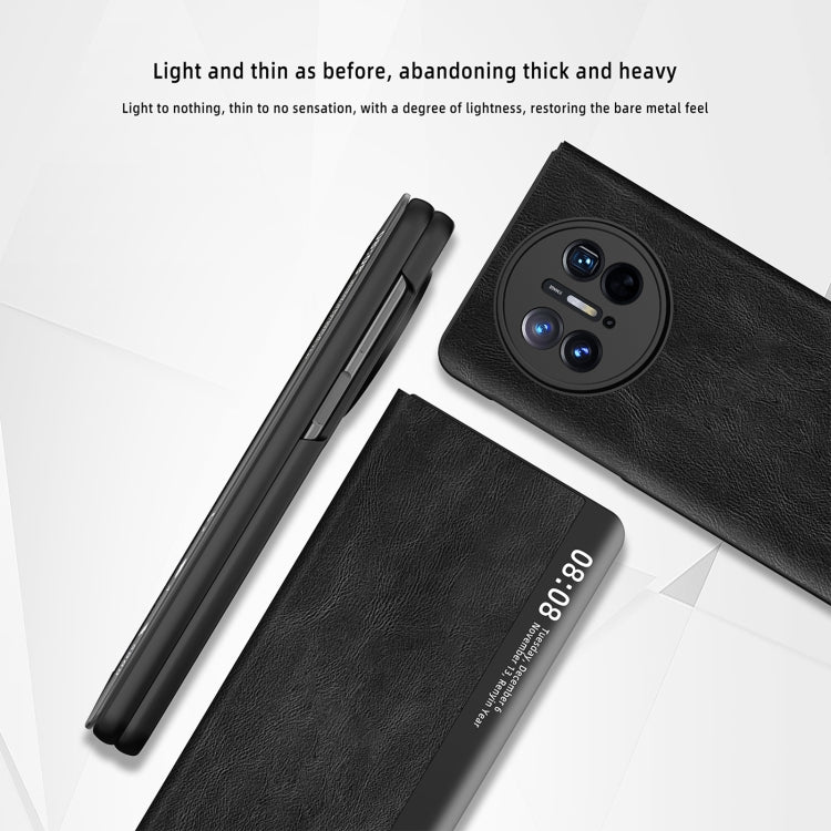 Retro Magnetic Side Window View Leather Smart Phone Case – Magnetic, Leather, For Huawei Mate X3
