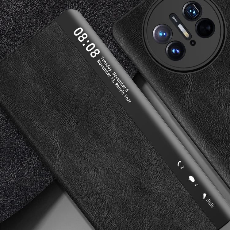 Retro Magnetic Side Window View Leather Smart Phone Case – Magnetic, Leather, For Huawei Mate X3