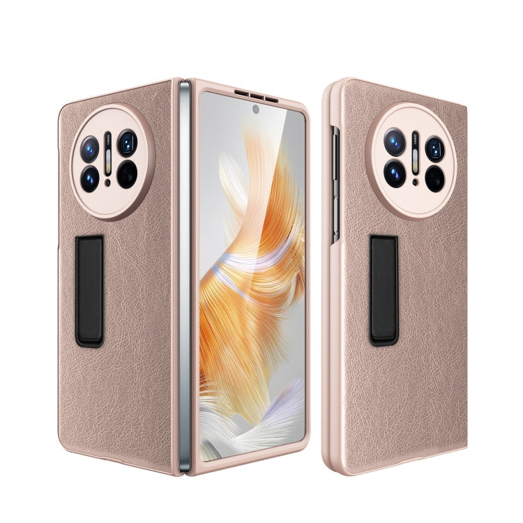 Litchi Texture Integrated Shockproof Phone Case with Holder – Shockproof, For Huawei Mate X3