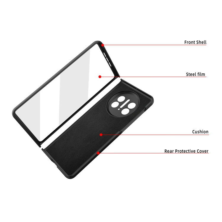 Litchi Texture Integrated Shockproof Phone Case with Holder – Shockproof, For Huawei Mate X3