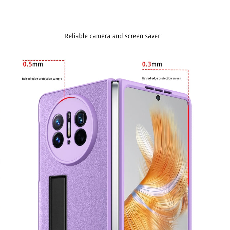 Litchi Texture Integrated Shockproof Phone Case with Holder – Shockproof, For Huawei Mate X3