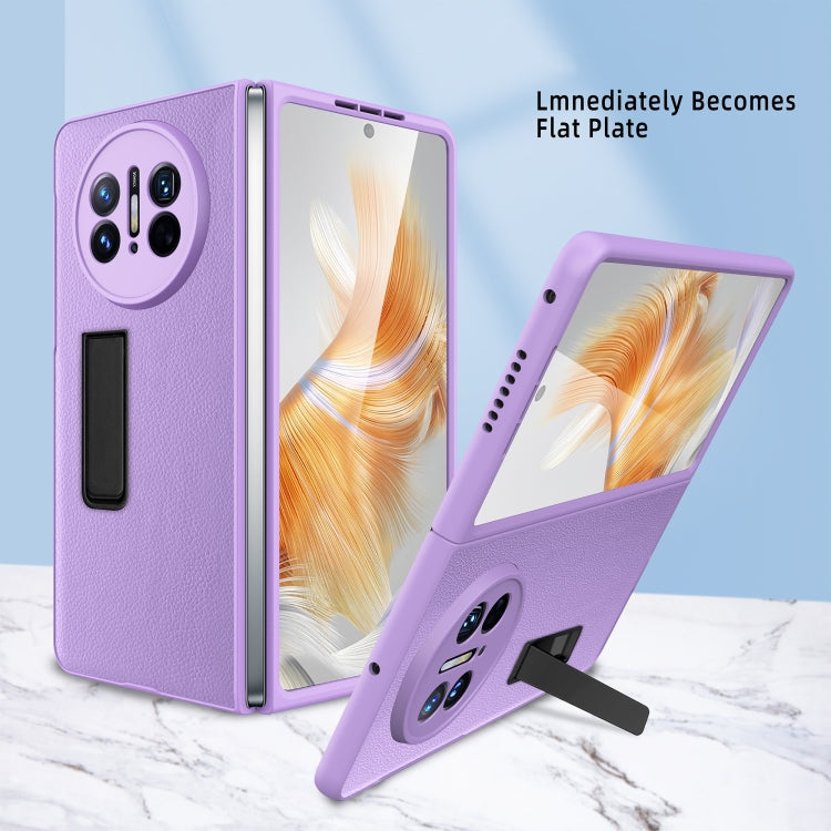Litchi Texture Integrated Shockproof Phone Case with Holder – Shockproof, For Huawei Mate X3