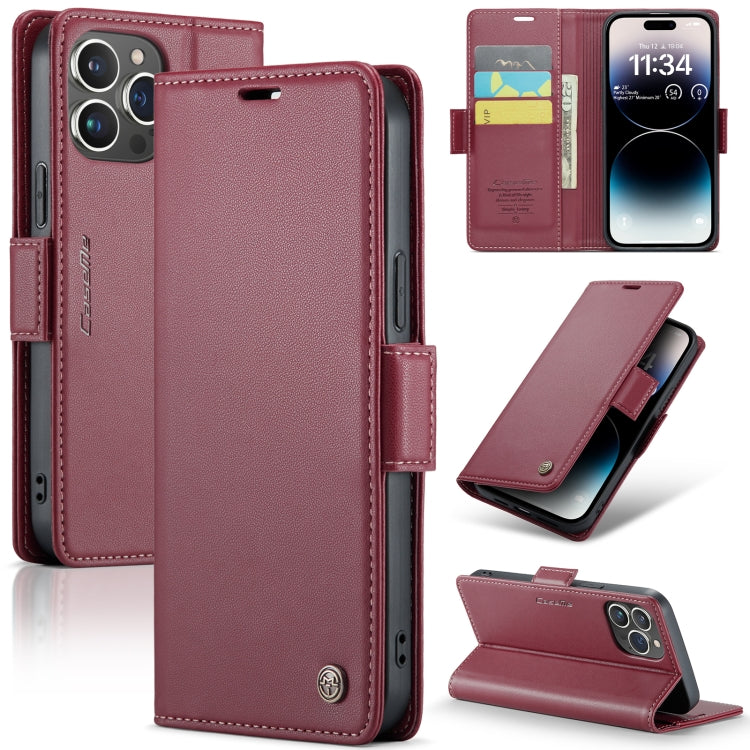 Phone Case – Leather (iPhone 15 Plus) For iPhone 14 Pro Wine Red