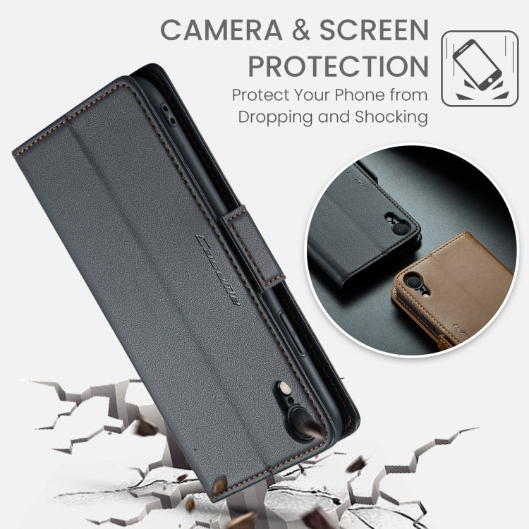 CaseMe 023 Butterfly Buckle Litchi Texture RFID Anti-theft Leather Phone Case – Card Slot, Leather, TPU, For iPhone XR, For iPhone SE 2022/SE 2020/6/7/8, For iPhone 6 Plus/7 Plus/8 Plus