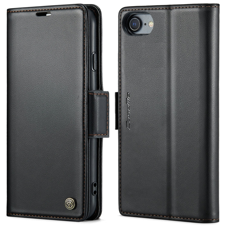 CaseMe 023 Butterfly Buckle Litchi Texture RFID Anti-theft Leather Phone Case – Card Slot, Leather, TPU, For iPhone XR, For iPhone SE 2022/SE 2020/6/7/8, For iPhone 6 Plus/7 Plus/8 Plus For iPhone SE 2022 SE 2020 6 7 8 Black