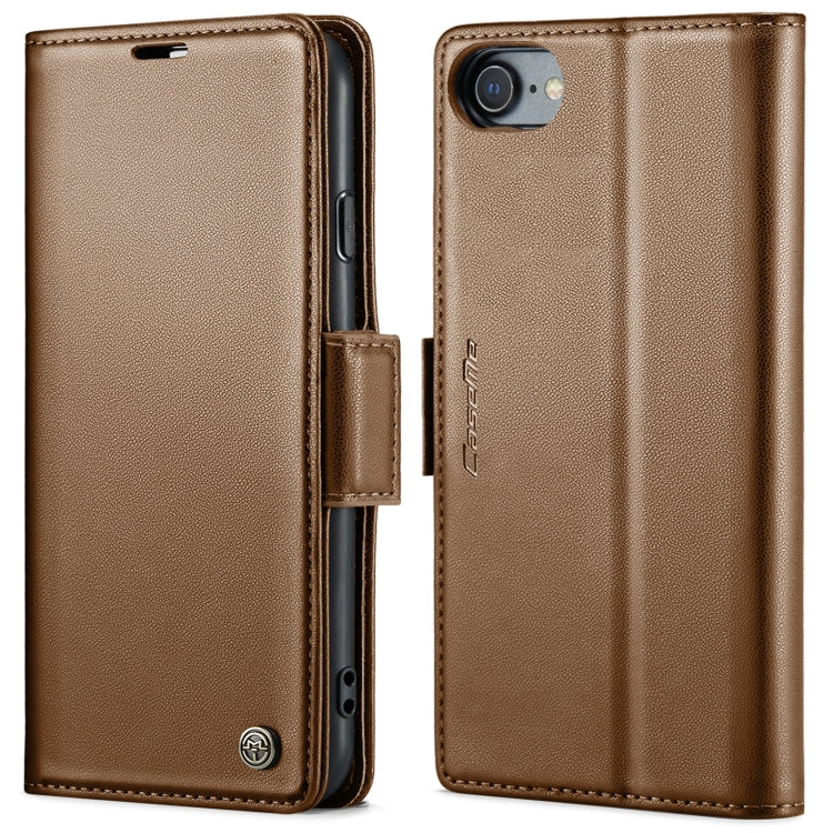 CaseMe 023 Butterfly Buckle Litchi Texture RFID Anti-theft Leather Phone Case – Card Slot, Leather, TPU, For iPhone XR, For iPhone SE 2022/SE 2020/6/7/8, For iPhone 6 Plus/7 Plus/8 Plus For iPhone SE 2022 SE 2020 6 7 8 Brown
