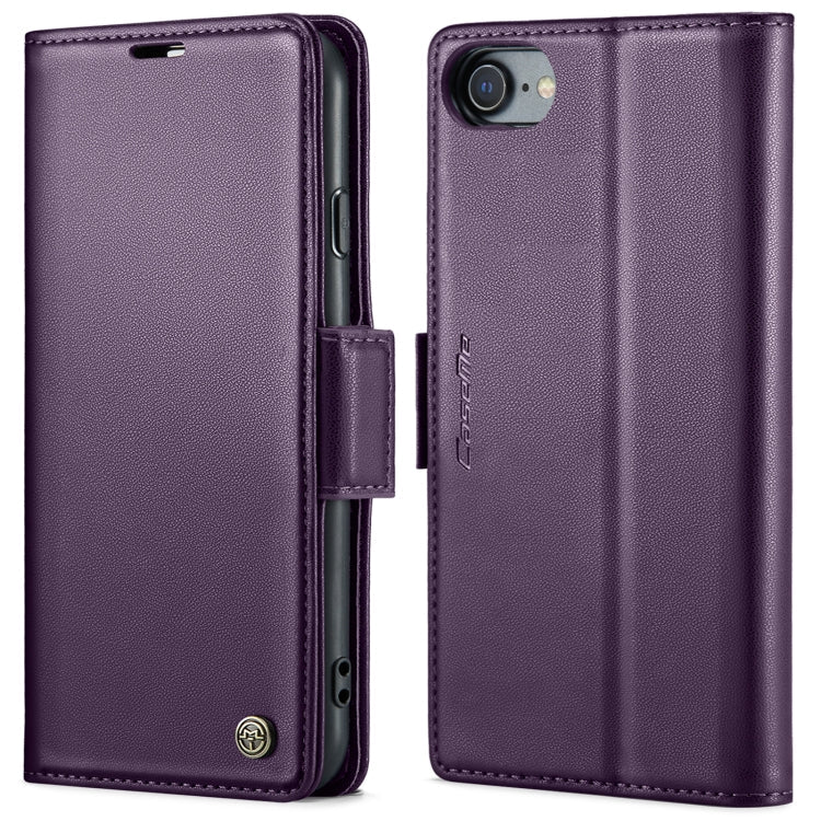 CaseMe 023 Butterfly Buckle Litchi Texture RFID Anti-theft Leather Phone Case – Card Slot, Leather, TPU, For iPhone XR, For iPhone SE 2022/SE 2020/6/7/8, For iPhone 6 Plus/7 Plus/8 Plus For iPhone SE 2022 SE 2020 6 7 8 Pearly Purple