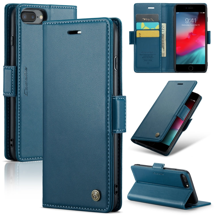 CaseMe 023 Butterfly Buckle Litchi Texture RFID Anti-theft Leather Phone Case – Card Slot, Leather, TPU, For iPhone XR, For iPhone SE 2022/SE 2020/6/7/8, For iPhone 6 Plus/7 Plus/8 Plus For iPhone 6 Plus 7 Plus 8 Plus Blue