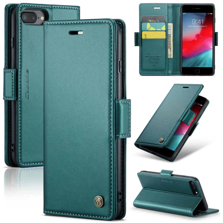 CaseMe 023 Butterfly Buckle Litchi Texture RFID Anti-theft Leather Phone Case – Card Slot, Leather, TPU, For iPhone XR, For iPhone SE 2022/SE 2020/6/7/8, For iPhone 6 Plus/7 Plus/8 Plus For iPhone 6 Plus 7 Plus 8 Plus Pearly Blue