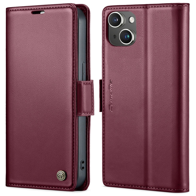 Phone Case – Leather (iPhone 15 Plus) For iPhone 15 Wine Red