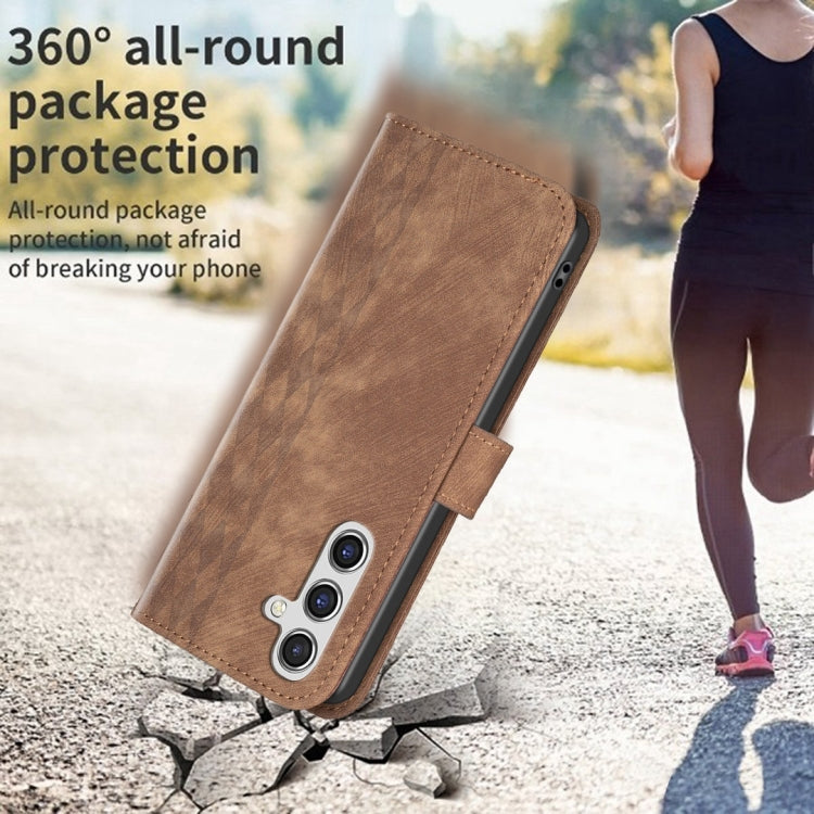 Plaid Embossed Leather Phone Case – Wear-resistant, Card Slot, Kickstand, For Samsung Galaxy A14 4G/5G, For Samsung Galaxy A22 4G, For Samsung Galaxy A23, For Samsung Galaxy A24 4G