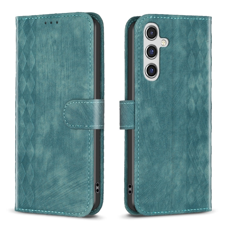 Plaid Embossed Leather Phone Case – Wear-resistant, Card Slot, Kickstand, For Samsung Galaxy A14 4G/5G, For Samsung Galaxy A22 4G, For Samsung Galaxy A23, For Samsung Galaxy A24 4G For Samsung Galaxy A14 4G 5G Green