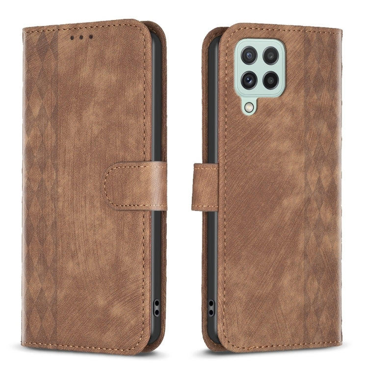 Plaid Embossed Leather Phone Case – Wear-resistant, Card Slot, Kickstand, For Samsung Galaxy A14 4G/5G, For Samsung Galaxy A22 4G, For Samsung Galaxy A23, For Samsung Galaxy A24 4G For Samsung Galaxy A22 4G Brown