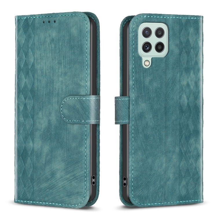 Plaid Embossed Leather Phone Case – Wear-resistant, Card Slot, Kickstand, For Samsung Galaxy A14 4G/5G, For Samsung Galaxy A22 4G, For Samsung Galaxy A23, For Samsung Galaxy A24 4G For Samsung Galaxy A22 4G Green