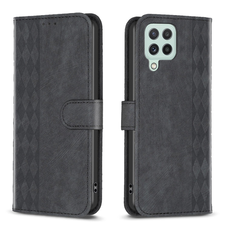 Plaid Embossed Leather Phone Case – Wear-resistant, Card Slot, Kickstand, For Samsung Galaxy A14 4G/5G, For Samsung Galaxy A22 4G, For Samsung Galaxy A23, For Samsung Galaxy A24 4G For Samsung Galaxy A22 4G Black
