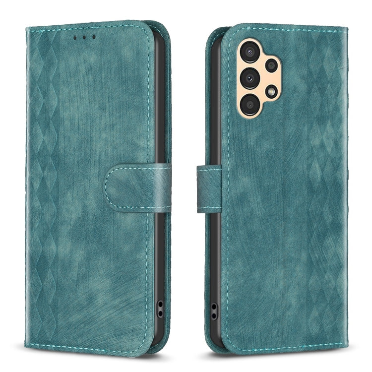 Plaid Embossed Leather Phone Case – Wear-resistant, Card Slot, Kickstand, For Samsung Galaxy A14 4G/5G, For Samsung Galaxy A22 4G, For Samsung Galaxy A23, For Samsung Galaxy A24 4G For Samsung Galaxy A23 Green