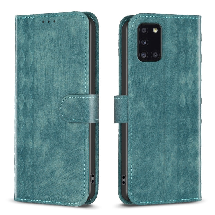 Plaid Embossed Leather Phone Case – Wear-resistant, Card Slot, Kickstand, For Samsung Galaxy A31, For Samsung Galaxy A32 4G, For Samsung Galaxy A32 5G, For Samsung Galaxy A33 For Samsung Galaxy A31 Green
