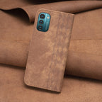 Plaid Embossed Leather Phone Case – Wear-resistant, Card Slot, Kickstand, For Nokia G21 / G11, For Nokia G22