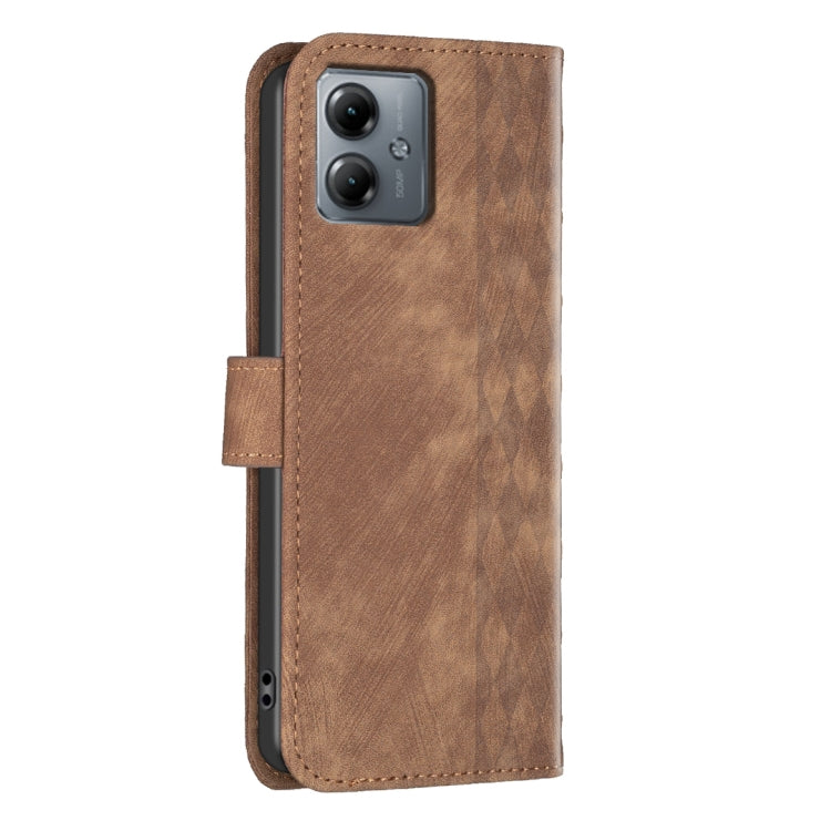 Plaid Embossed Leather Phone Case – Wear-resistant, Card Slot, Kickstand, For Motorola Moto G14 4G, For Motorola Moto E13 4G, For Motorola Moto G13 4G /G53 5G, For Motorola Moto G73 5G