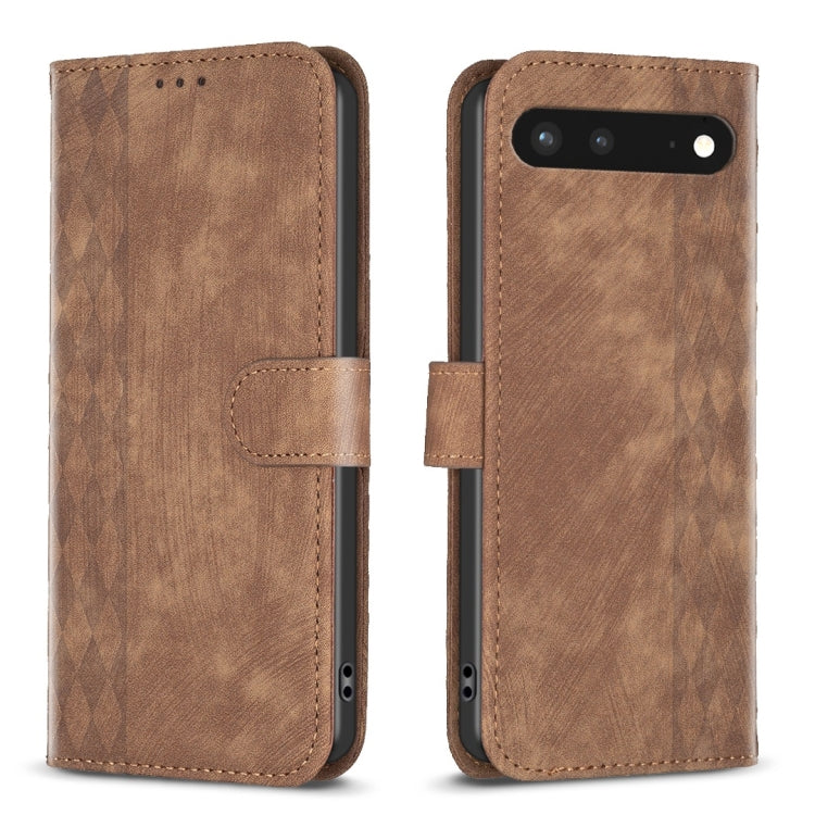 Plaid Embossed Leather Phone Case – Wear-resistant, Card Slot, Kickstand, For Google Pixel 7, For Google Pixel 7a, For Google Pixel 7 Pro, For Google Pixel 8
