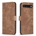 Plaid Embossed Leather Phone Case – Wear-resistant, Card Slot, Kickstand, For Google Pixel 7, For Google Pixel 7a, For Google Pixel 7 Pro, For Google Pixel 8