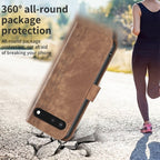 Plaid Embossed Leather Phone Case – Wear-resistant, Card Slot, Kickstand, For Google Pixel 7, For Google Pixel 7a, For Google Pixel 7 Pro, For Google Pixel 8