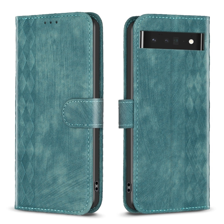 Plaid Embossed Leather Phone Case – Wear-resistant, Card Slot, Kickstand, For Google Pixel 7, For Google Pixel 7a, For Google Pixel 7 Pro, For Google Pixel 8 For Google Pixel 7 Pro Green