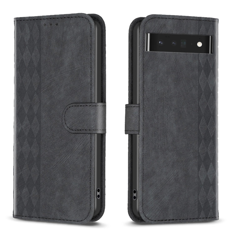 Plaid Embossed Leather Phone Case – Wear-resistant, Card Slot, Kickstand, For Google Pixel 7, For Google Pixel 7a, For Google Pixel 7 Pro, For Google Pixel 8 For Google Pixel 7 Pro Black