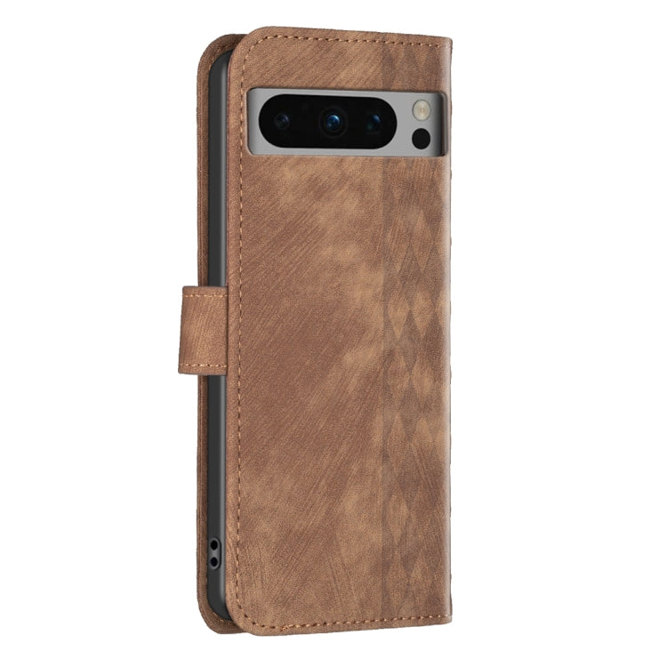 Plaid Embossed Leather Phone Case – Wear-resistant, Card Slot, Kickstand, For Google Pixel 8 Pro
