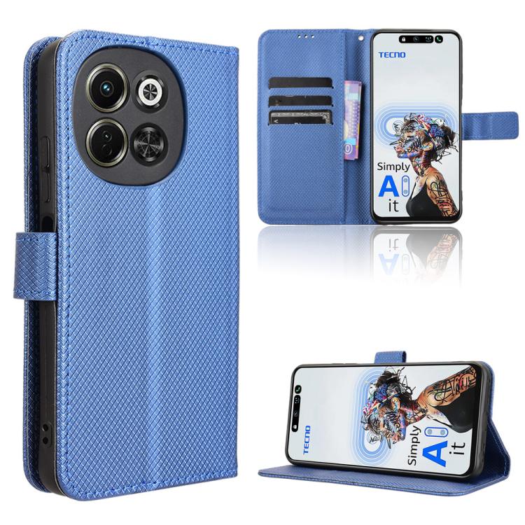 Diamond Texture Leather Phone Case – Card Slot, Flip, Leather, For Tecno Camon 30S 4G / 30S Pro 4G, For Tecno Pova 6 Neo 5G / Spark 30 5G, For Tecno Spark 30 Pro 4G, For Tecno Spark 30 4G