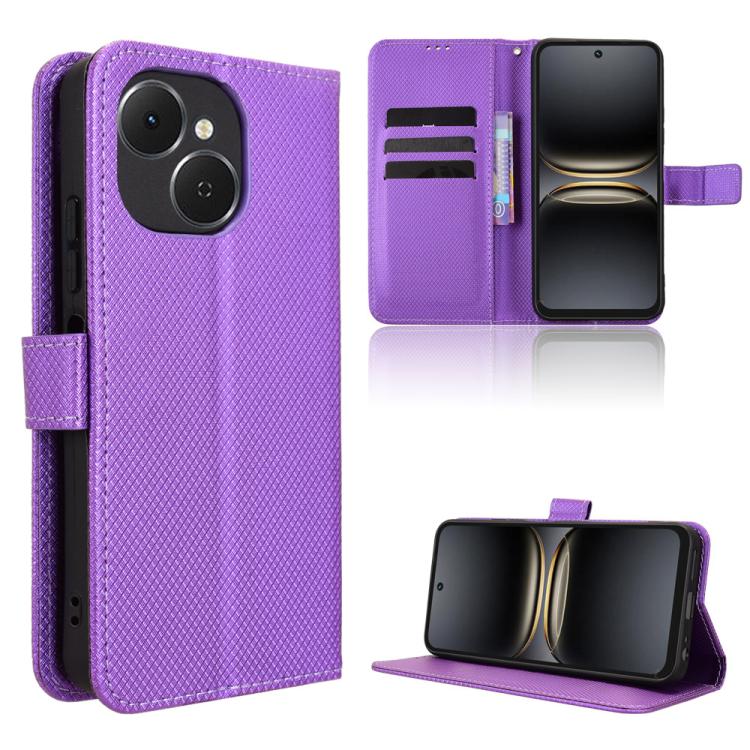 Diamond Texture Leather Phone Case – Card Slot, Flip, Leather, For Tecno Camon 50 4G, For Tenco Spark Go 3, For Tecno Spark Slim, For Tecno Spark 40C