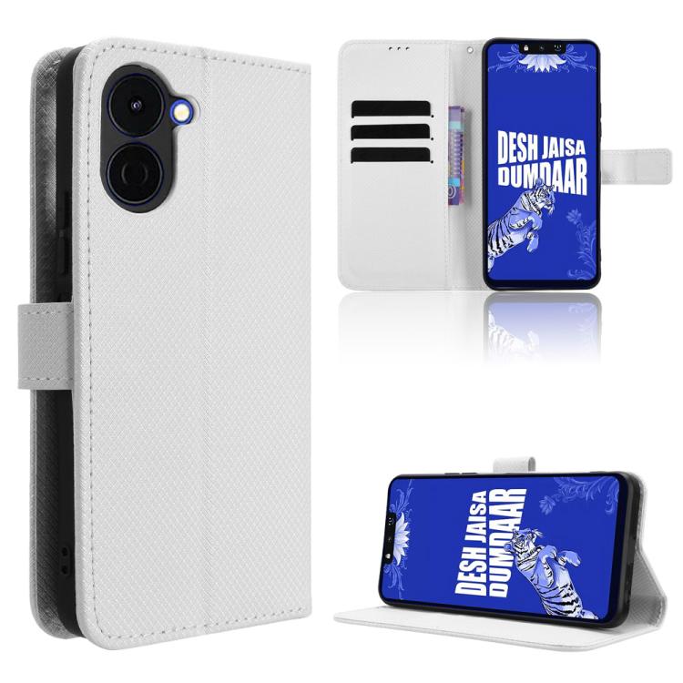 Diamond Texture Leather Phone Case – Card Slot, Flip, Leather, For Tecno Camon 50 4G, For Tenco Spark Go 3, For Tecno Spark Slim, For Tecno Spark 40C