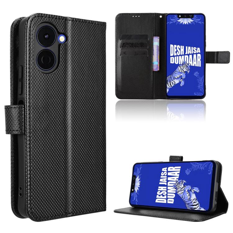 Diamond Texture Leather Phone Case – Card Slot, Flip, Leather, For Tecno Camon 50 4G, For Tenco Spark Go 3, For Tecno Spark Slim, For Tecno Spark 40C