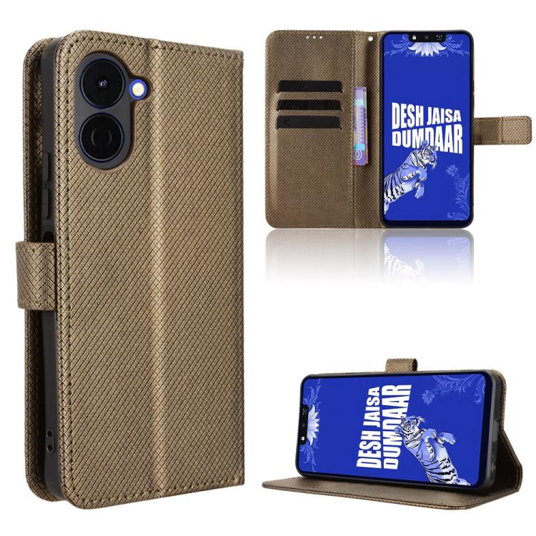 Diamond Texture Leather Phone Case – Card Slot, Flip, Leather, For Tecno Camon 50 4G, For Tenco Spark Go 3, For Tecno Spark Slim, For Tecno Spark 40C