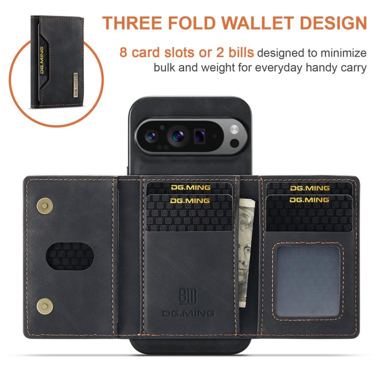 DG.MING M2 Series 3-Fold Multi Card Bag + Magnetic Phone Case – Magnetic, Card Slot, Leather, For Google Pixel 10 Pro XL, For Google Pixel 10 / 10 Pro, For Google Pixel 9a, For Google Pixel 9 Pro XL