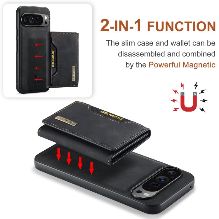 DG.MING M2 Series 3-Fold Multi Card Bag + Magnetic Phone Case – Magnetic, Card Slot, Leather, For Google Pixel 10 Pro XL, For Google Pixel 10 / 10 Pro, For Google Pixel 9a, For Google Pixel 9 Pro XL