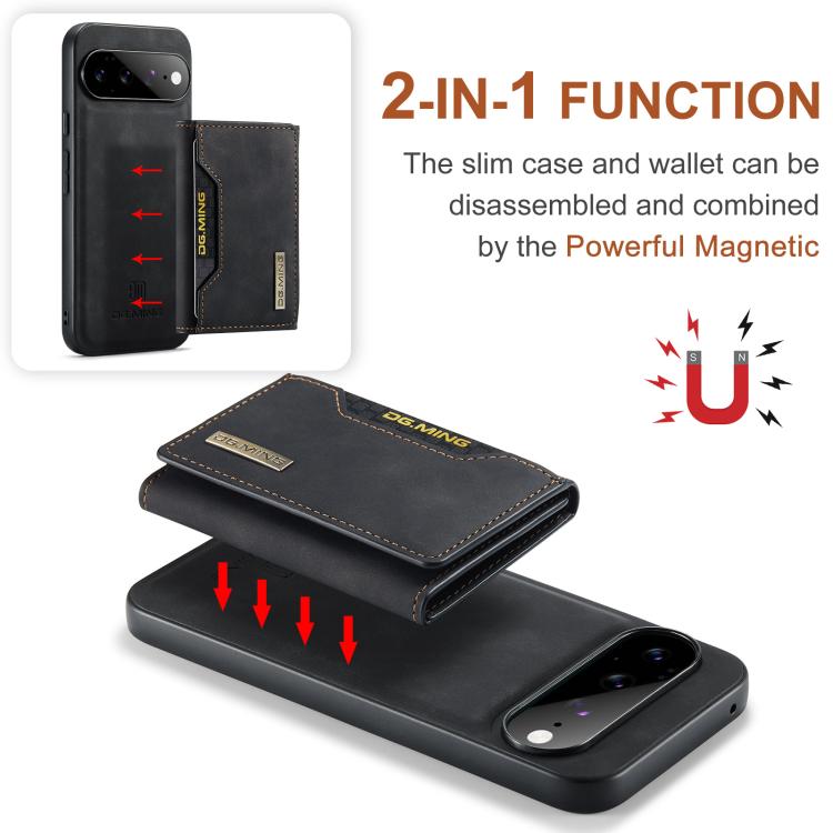 DG.MING M2 Series 3-Fold Multi Card Bag + Magnetic Phone Case – Magnetic, Card Slot, Leather, For Google Pixel 11 Pro XL, For Google Pixel 11, For Google Pixel 11 Pro, For Google Pixel 10a