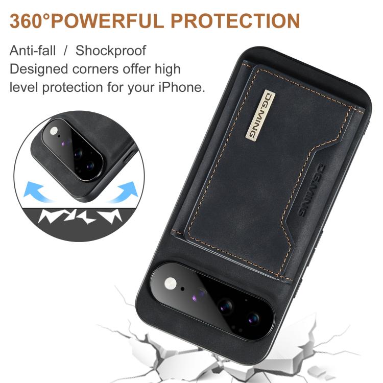 DG.MING M2 Series 3-Fold Multi Card Bag + Magnetic Phone Case – Magnetic, Card Slot, Leather, For Google Pixel 11 Pro XL, For Google Pixel 11, For Google Pixel 11 Pro, For Google Pixel 10a