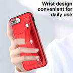 Shockproof Leather Phone Case with Wrist Strap, For iPhone 6 Plus/7 Plus/8 Plus