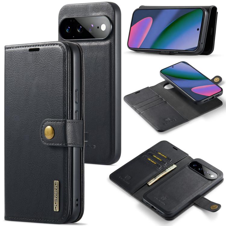 DG.MING Crazy Horse Texture Detachable Magnetic Leather Phone Case – Magnetic, Leather, TPU, For Google Pixel 11 Pro XL, For Google Pixel 11, For Google Pixel 11 Pro, For Google Pixel 10a