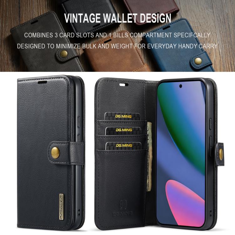 DG.MING Crazy Horse Texture Detachable Magnetic Leather Phone Case – Magnetic, Leather, TPU, For Google Pixel 11 Pro XL, For Google Pixel 11, For Google Pixel 11 Pro, For Google Pixel 10a